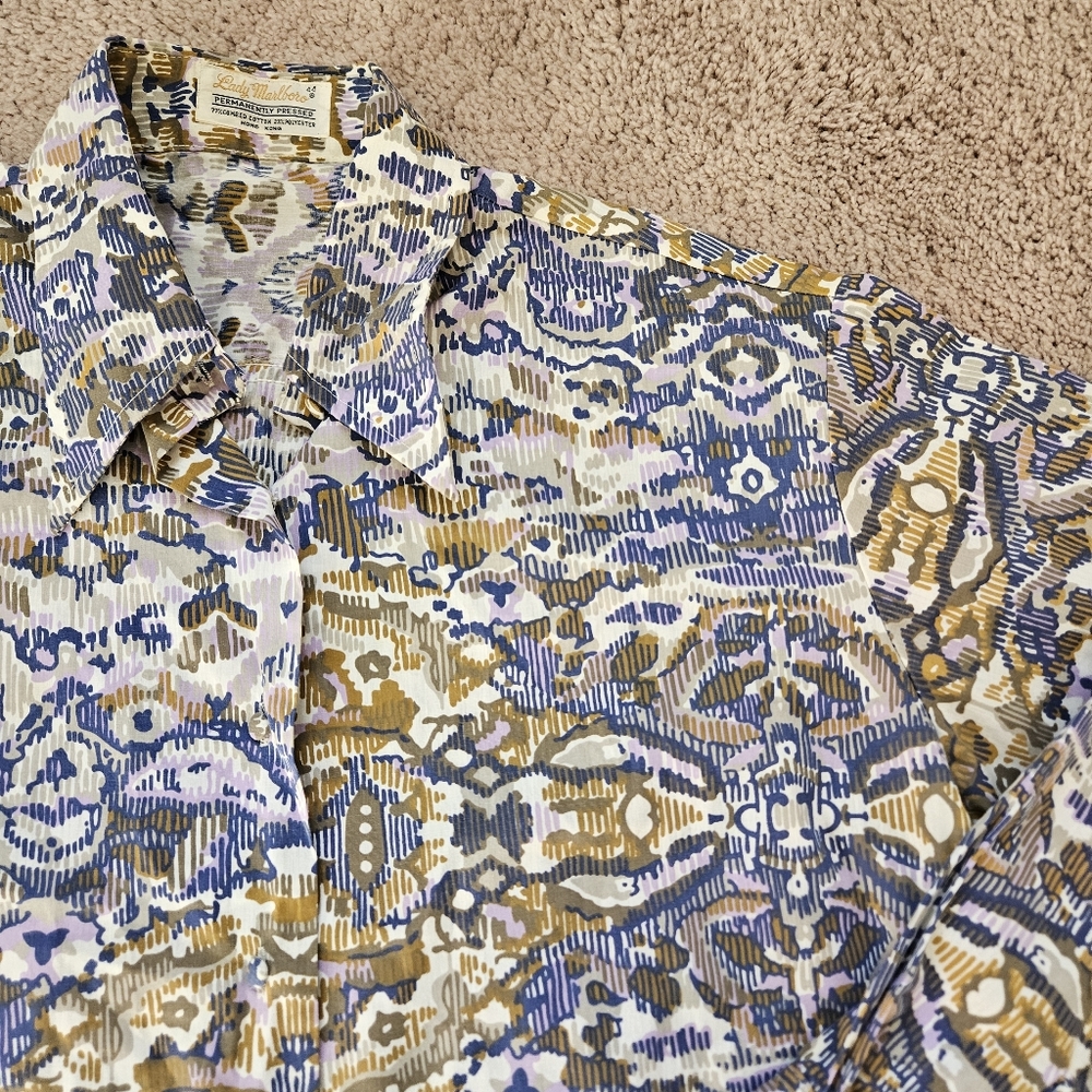 Lady Marlboro Shirt Blouse 70s Western Women's Long Sleeve Paisley UK 44 US 12